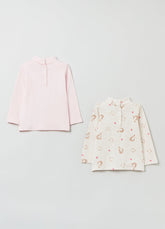 Ovs Baby Girl Two-Pack Cotton T-Shirts With High Neck